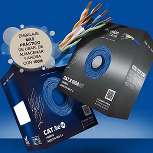 Cable de Red UTP CAT. 5E Unifilar  (Caja 100 Mts)					