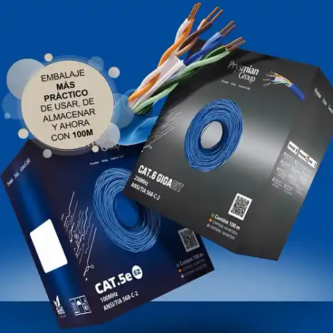 Cable de red UTP Draka Cat 5e unifilar azul, caja 100 m
