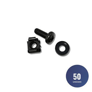 Perno M6 + Tuerca  Enjaulada para Gabinetes y Bandejas