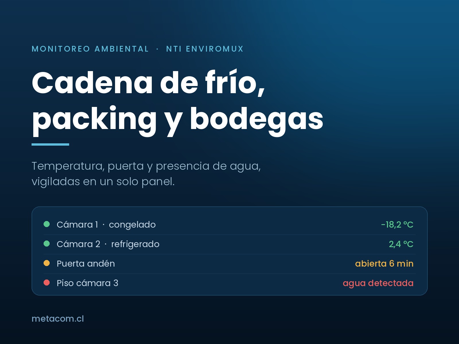 Monitoreo ambiental en la industria: cadena de frío, packing y bodegas