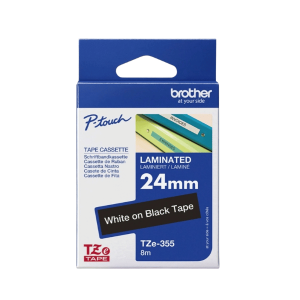 Cinta Brother TZe-355 24 mm Blanco sobre Negro (8 m) 1