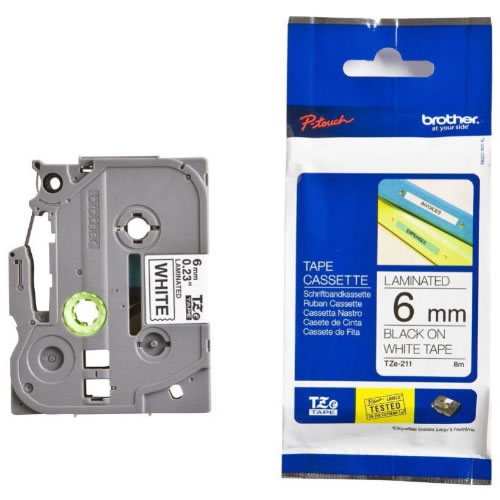 Cinta TZe-211 06 mm Negro sobre Blanco 1