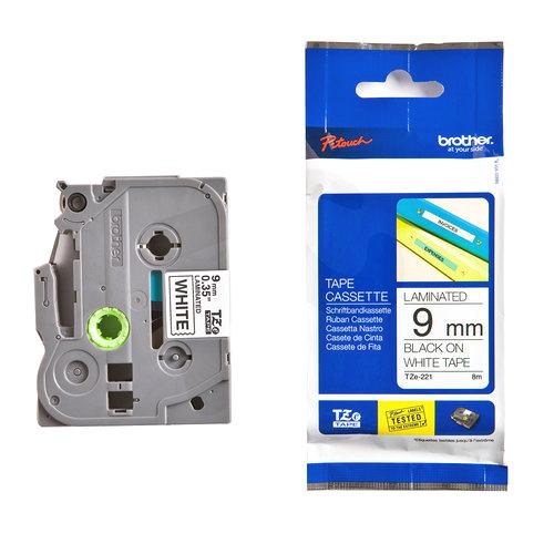 Cinta TZe-221 09 mm Negro sobre Blanco 1
