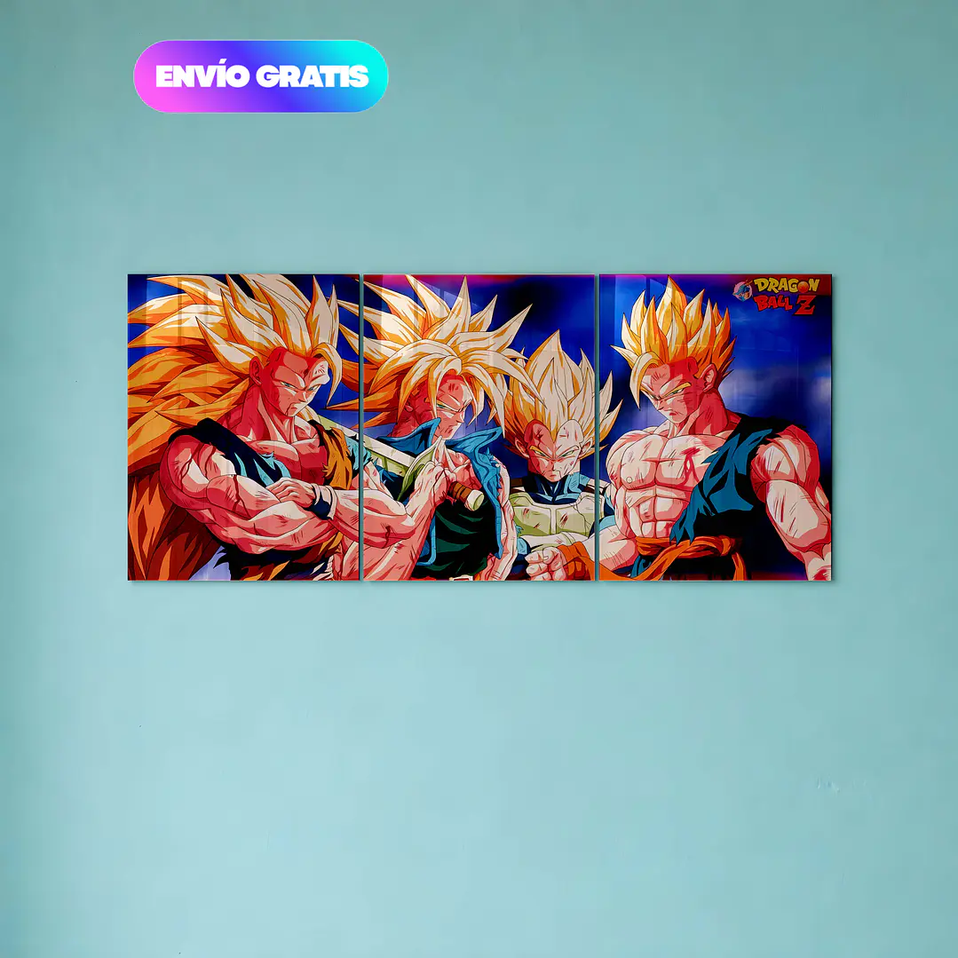 Cuadro triple Dragon Ball Z 40x90 Cms 1