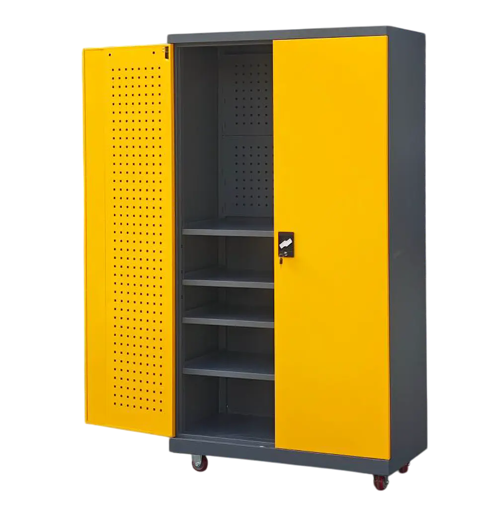 Gabinete Estante Metálico Herramientas con ruedas - 2 Puertas 3