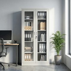 Estante Metálico Vitrina Gris 185x87x40 cm - 2 Puertas