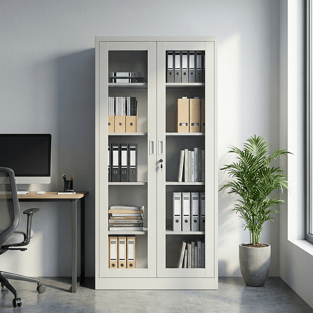 Estante Metálico Vitrina Gris 185x87x40 cm - 2 Puertas 2