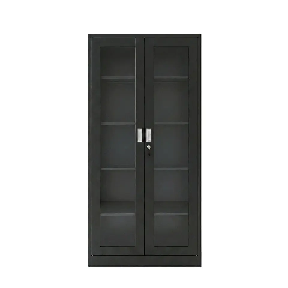 Estante Metálico Vitrina Negro 185x87x40 cm - 2 Puertas 1