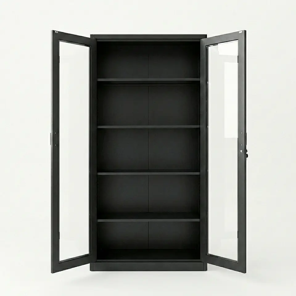 Estante Metálico Vitrina Negro 185x87x40 cm - 2 Puertas 4