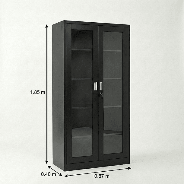 Estante Metálico Vitrina Negro 185x87x40 cm - 2 Puertas 5