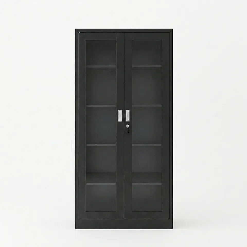 Estante Metálico Vitrina Negro 185x87x40 cm - 2 Puertas 6