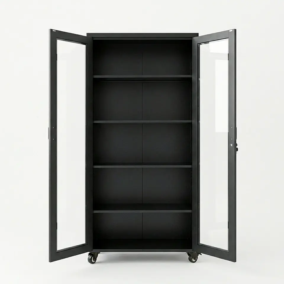 Estante Metálico Vitrina Negro 185x87x40 cm - 2 Puertas 7