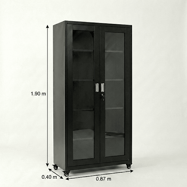 Estante Metálico Vitrina Negro 185x87x40 cm - 2 Puertas 8