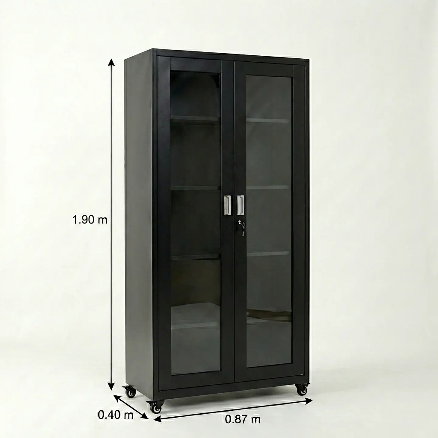 Estante Metálico Vitrina Negro 185x87x40 cm - 2 Puertas 8