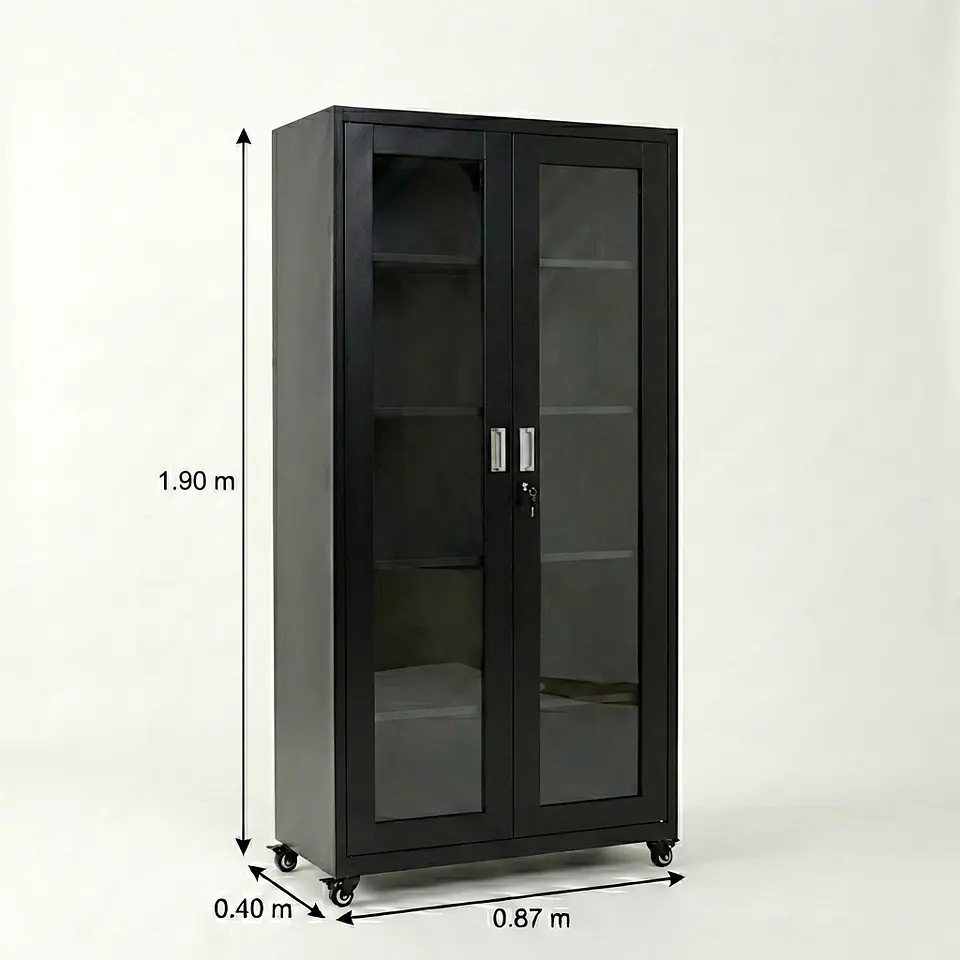 Estante Metálico Vitrina Negro 185x87x40 cm - 2 Puertas 8