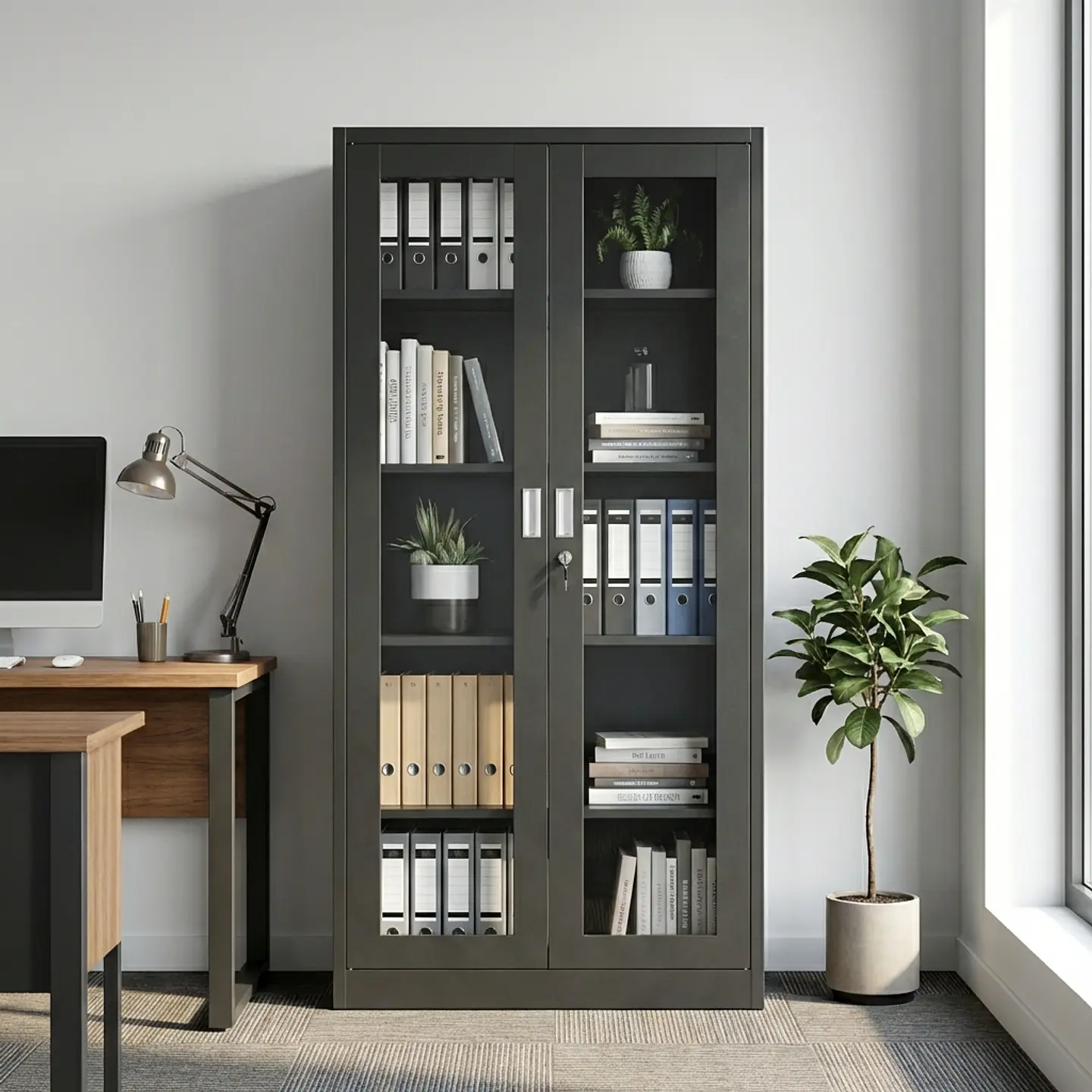 Estante Metálico Vitrina Negro 185x87x40 cm - 2 Puertas 9