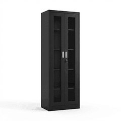 Estante Metálico Vitrina Negro 185x57x40 cm - 2 Puertas