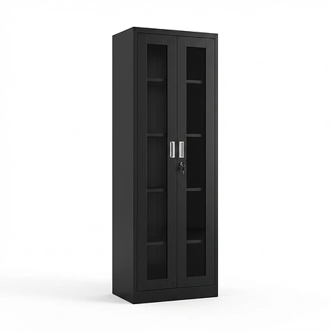 Estante Metálico Vitrina Negro 185x57x40 cm - 2 Puertas