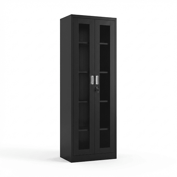 Estante Metálico Vitrina Negro 185x57x40 cm - 2 Puertas 1