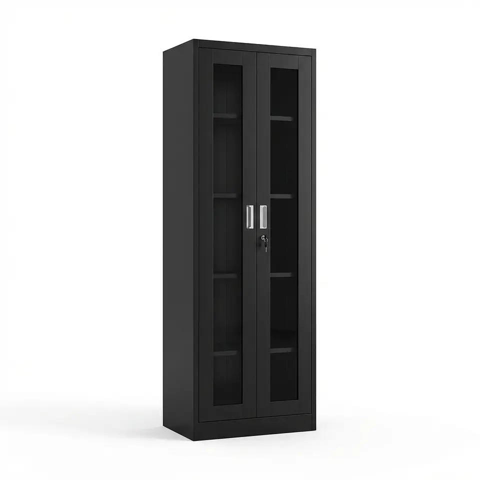 Estante Metálico Vitrina Negro 185x57x40 cm - 2 Puertas 1