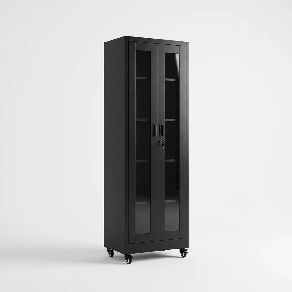 Estante Metálico Vitrina Negro 185x57x40 cm - 2 Puertas 5