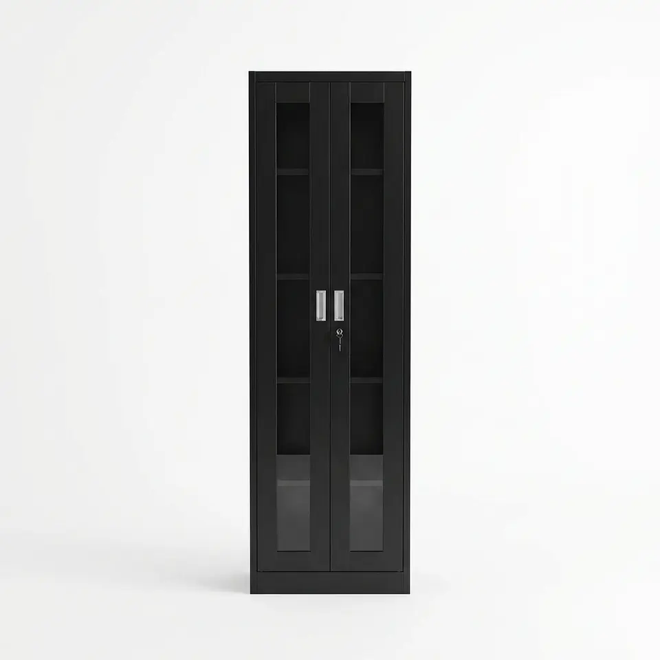 Estante Metálico Vitrina Negro 185x57x40 cm - 2 Puertas 3
