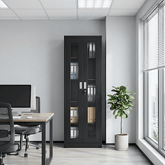 Estante Metálico Vitrina Negro 185x57x40 cm - 2 Puertas