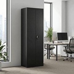 Estante Armario Metálico Cerrado Negro 185x57x40 cm - 2 Puertas