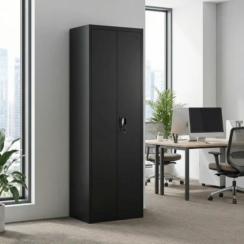 Estante Armario Metálico Cerrado Negro 185x57x40 cm - 2 Puertas 2