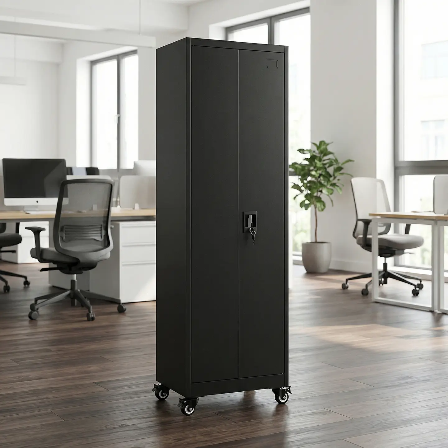 Estante Armario Metálico Cerrado Negro 185x57x40 cm - 2 Puertas 4