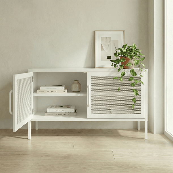 Aparador Arrimo Metálico Malla - color blanco 4