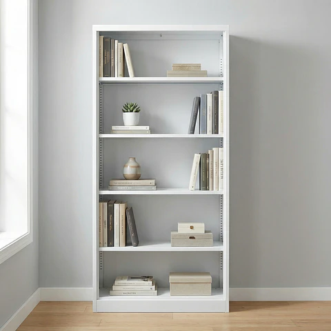 Estante Librero Metálico Blanco - 185x87x40 cm
