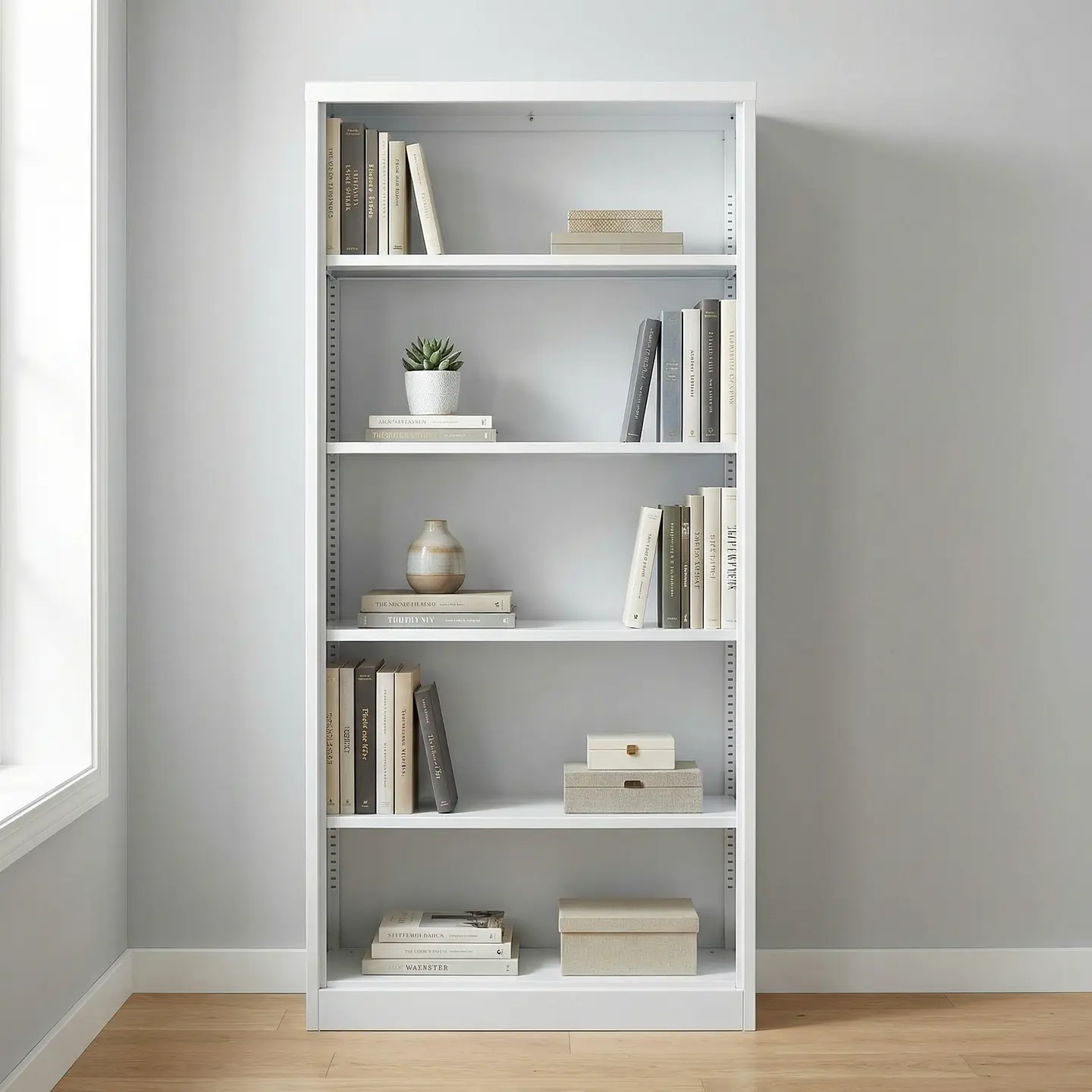 Estante Librero Metálico Blanco - 185x87x40 cm 2