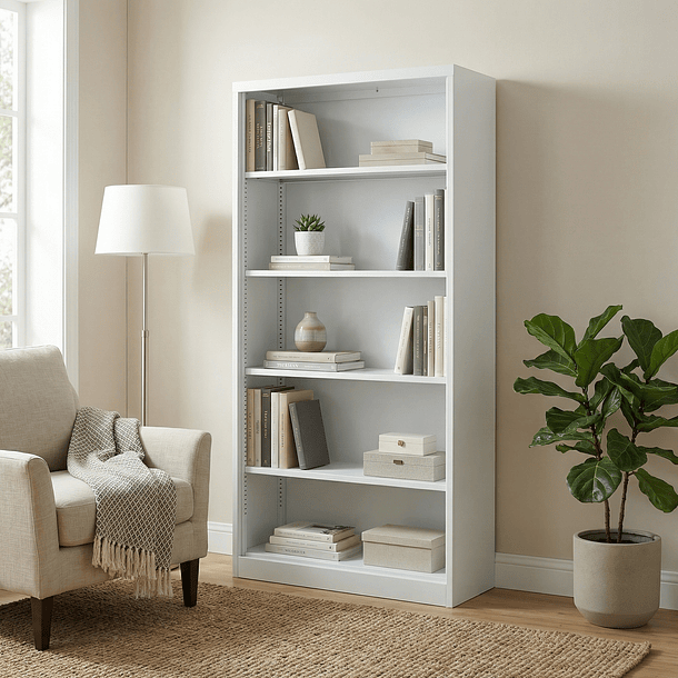 Estante Librero Metálico Blanco - 185x87x40 cm 6