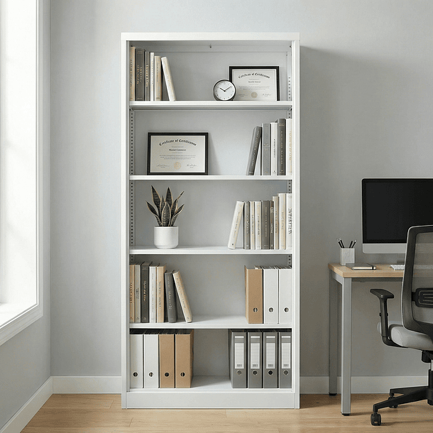 Estante Librero Metálico Blanco - 185x87x40 cm 7