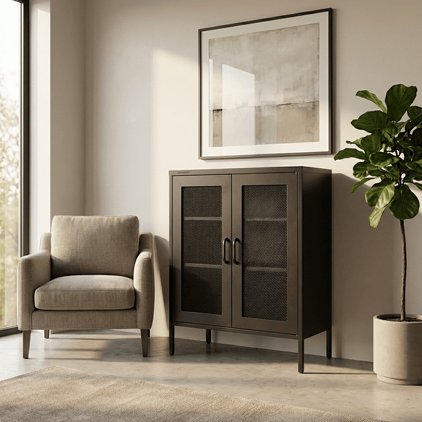 Aparador Arrimo Rejilla Metálica - color negro 11