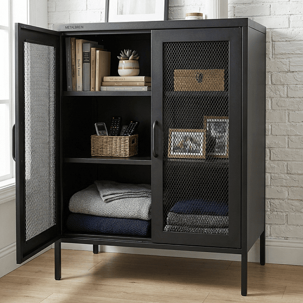 Aparador Arrimo Rejilla Metálica - color negro 3