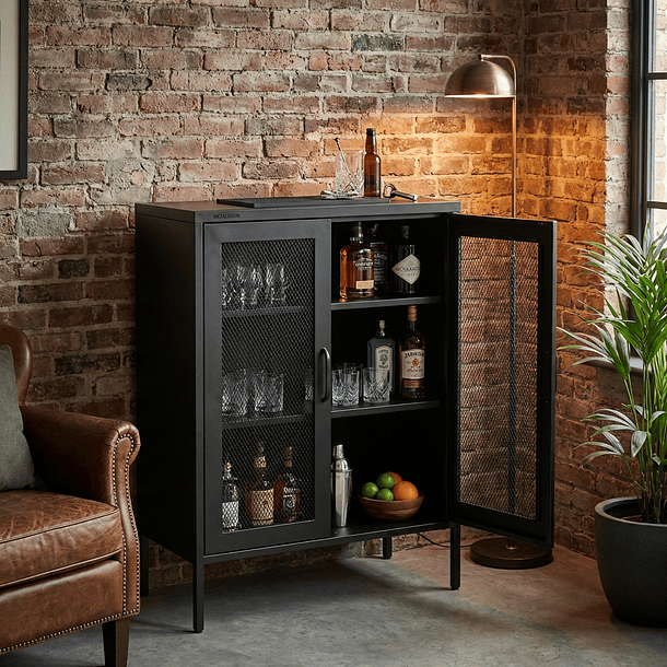 Aparador Arrimo Rejilla Metálica - color negro 7