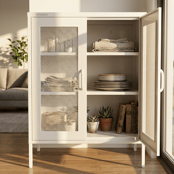 Aparador Arrimo Rejilla Metálica - color blanco 3