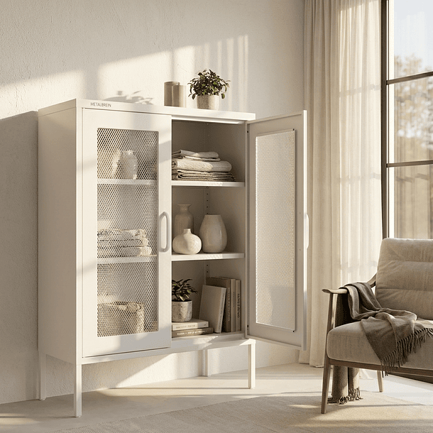 Aparador Arrimo Rejilla Metálica - color blanco 4