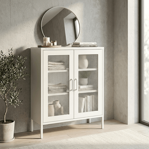 Aparador Arrimo Rejilla Metálica - color blanco 7