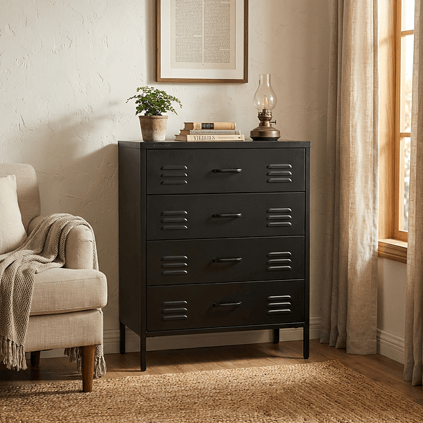 Arrimo Cómoda Cajonera - 4 cajones - color negro 3