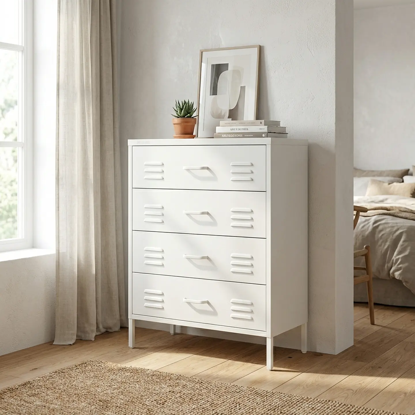 Arrimo Cómoda Cajonera - 4 cajones - color blanco 5