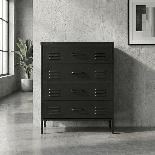 Arrimo Cómoda Cajonera - 4 cajones - color negro 6