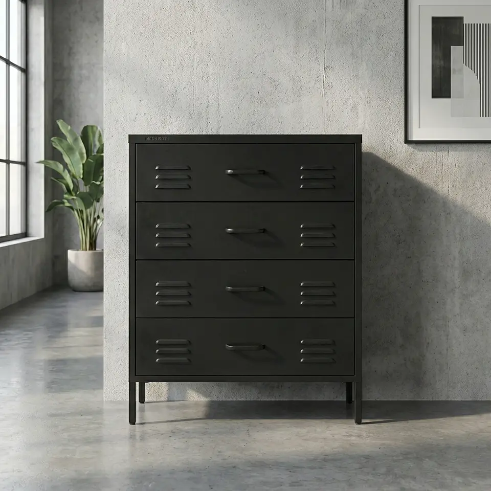 Arrimo Cómoda Cajonera - 4 cajones - color negro 6