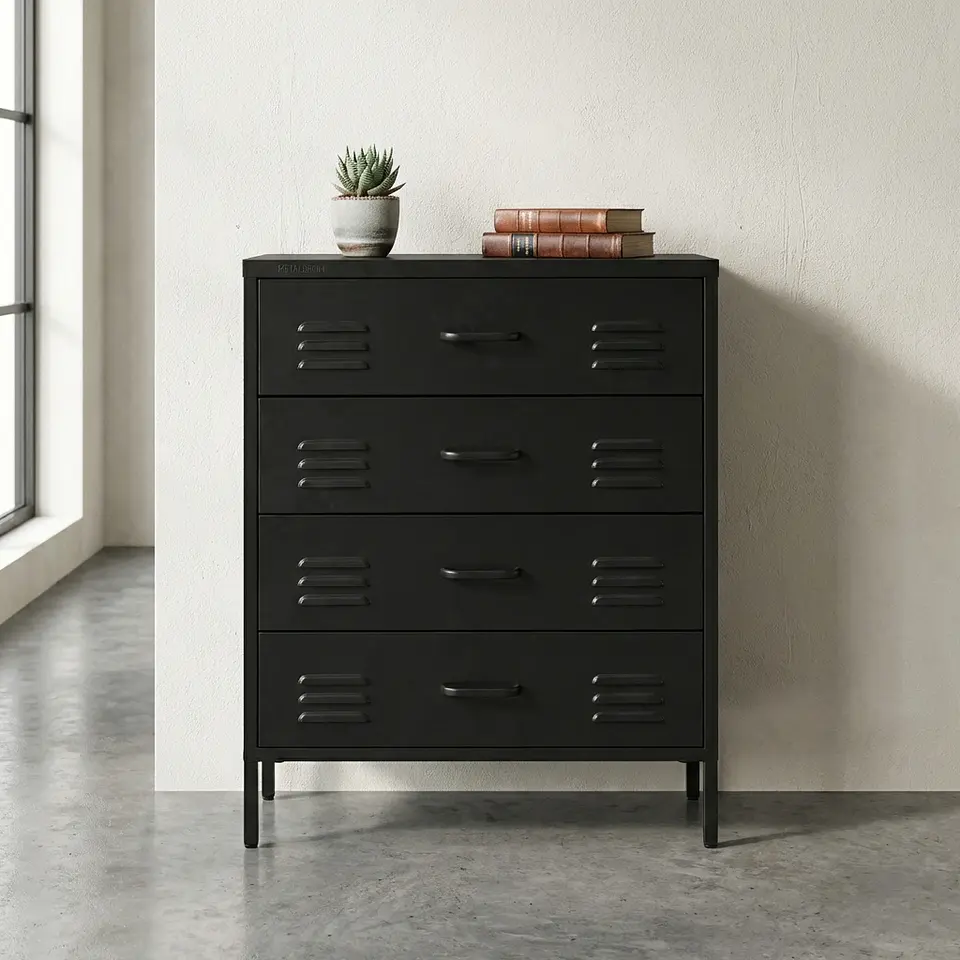 Arrimo Cómoda Cajonera - 4 cajones - color negro 7