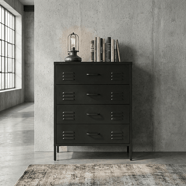 Arrimo Cómoda Cajonera - 4 cajones - color negro 8