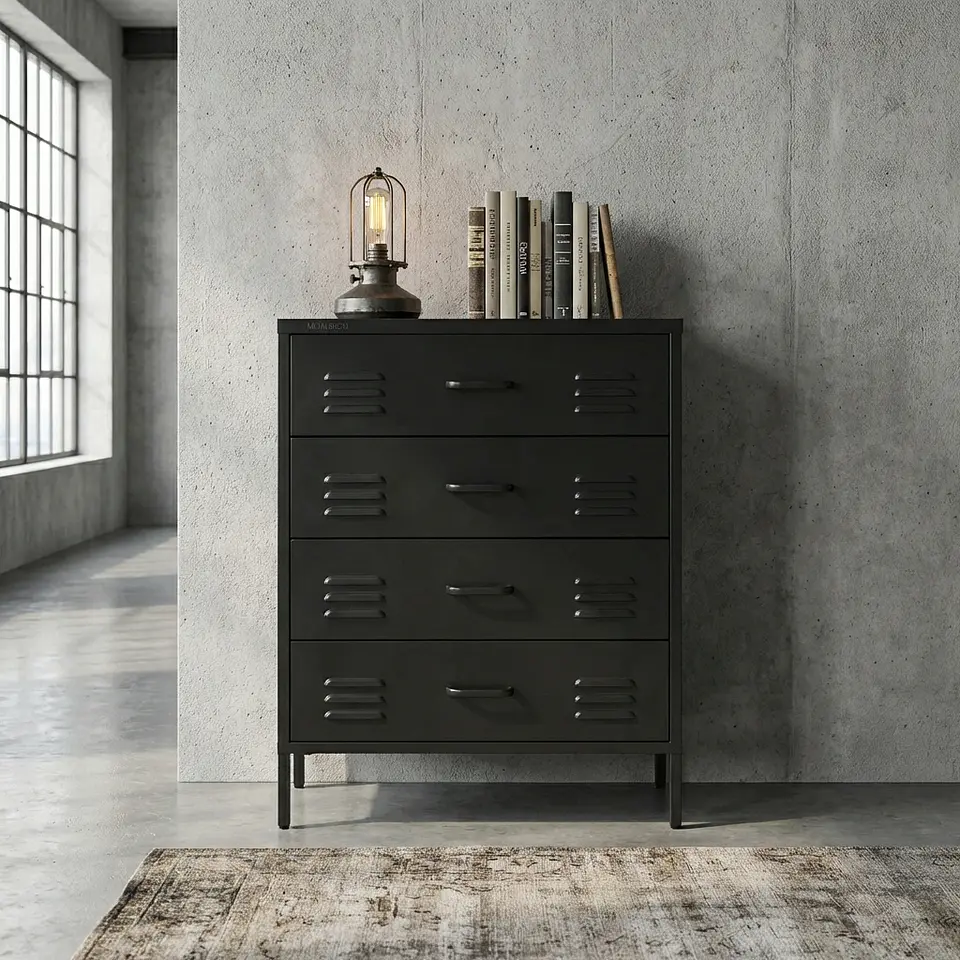 Arrimo Cómoda Cajonera - 4 cajones - color negro 8