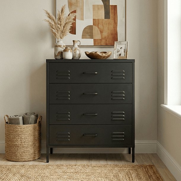 Arrimo Cómoda Cajonera - 4 cajones - color negro 2