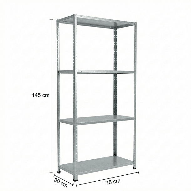 Estante Metálico 145x75x30 - 4 niveles - 80kg 10